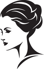 Silhouette, vector closeup portrait of a woman. Vector illustration 