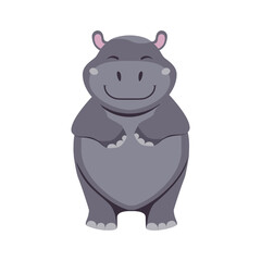 Obraz na płótnie Canvas Hippo. Drawing of a cartoon large land animal. Vector flat drawing of hippo on white background. Used for collage in web design, print on fabric, stickers.