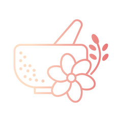 flower with bowl gradient outline icon vector illustration
