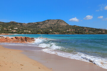 The beach Capo Ceraso with beautiful waves, Sardinia 