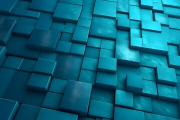 abstract blue cubes background, generated Ai