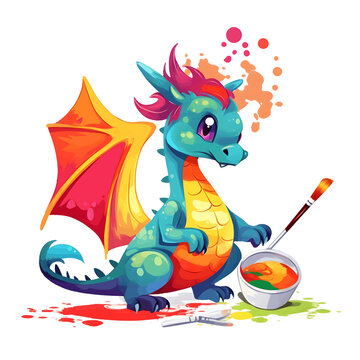 Cute and Colorful Dragon illustration, Generative AI