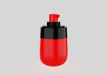 Realistic Cosmetic bottle can sprayer container. Dispenser for cream, soups, and other cosmetics With lid and without. Template For Mock up Your Design. 3D illustration