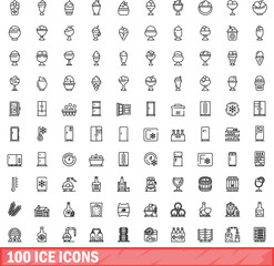 100 ice icons set. Outline illustration of 100 ice icons vector set isolated on white background