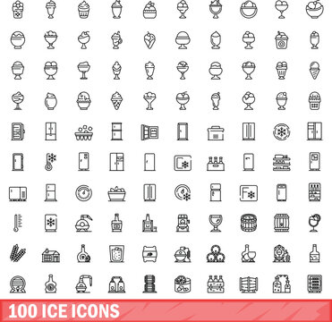100 ice icons set. Outline illustration of 100 ice icons vector set isolated on white background