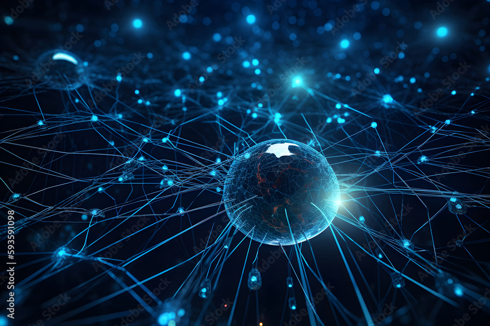 Poster neural network and artificial intelligence illustration. generative ai
