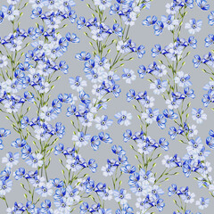 Watercolor seamless pattern with forget me not flowers. Illustration