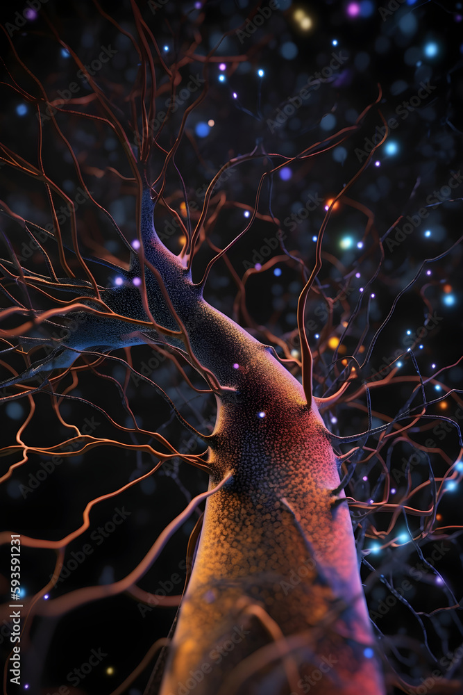 Poster neural network and artificial intelligence illustration. generative ai