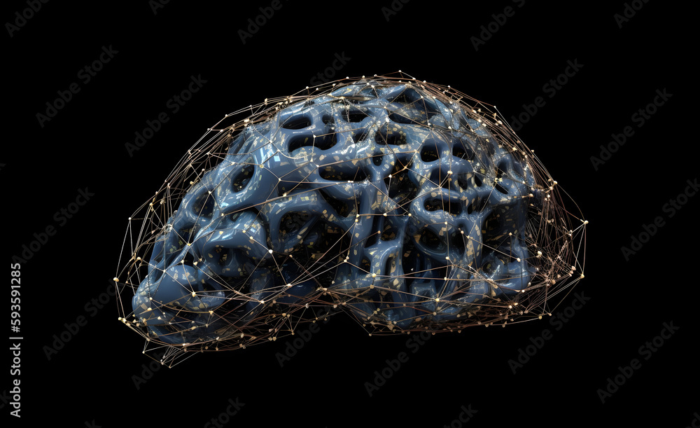 Poster neural network and artificial intelligence illustration. generative ai