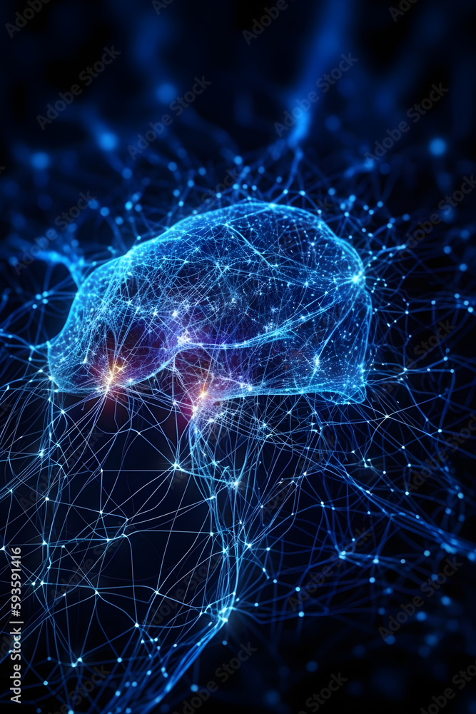 Poster neural network and artificial intelligence illustration. generative ai
