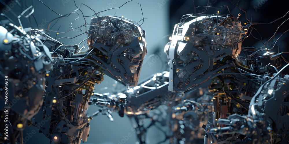 Aufkleber neural network and artificial intelligence illustration. generative ai