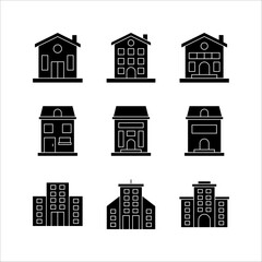 Fototapeta premium office building flat vector icon set isolated on white background.