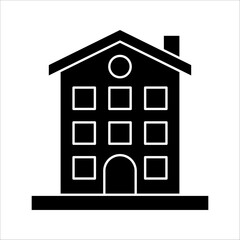 Office building flat vector icon isolated on white background.