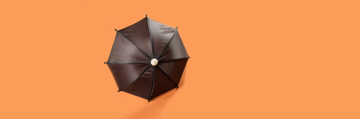 Open umbrella for shelter from the rain. Spring and autumn weather. Protection and shelter from bad...