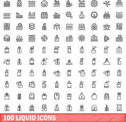 100 liquid icons set. Outline illustration of 100 liquid icons vector set isolated on white background