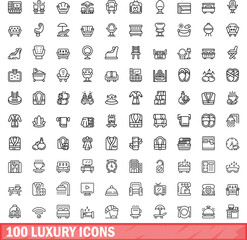 Obraz na płótnie Canvas 100 luxury icons set. Outline illustration of 100 luxury icons vector set isolated on white background