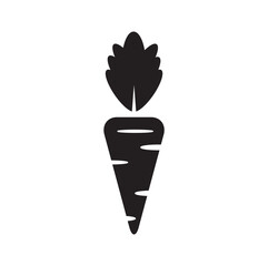 Carrot flat icon, black and white