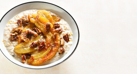 Caramelized banana oatmeal bowl