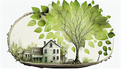 house and tree eco friendly concept