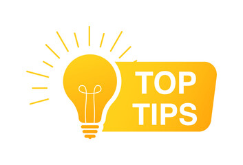 Top tips geometric message bubble with light bulb emblem. Banner design for business and advertising. Vector illustration. 
