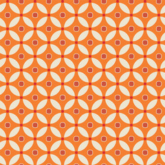 Abstract Retro Circles Leaves Geometric Decorative Vector Seamless Pattern Trendy Fashion Colors Minimalist Chic Texture