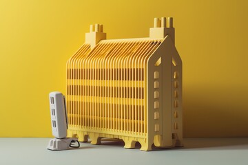 House-shaped home heating radiator. Generative AI