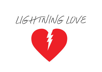 danger red heart in lightning symbol.