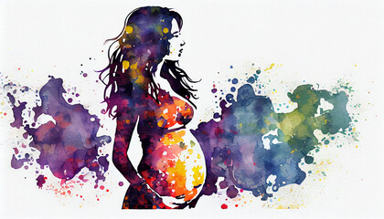 Fototapeta na wymiar pregnant woman artistic concept watercolor styling