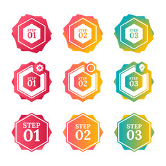 Three steps modern set of infographic template design with gradient. Vector