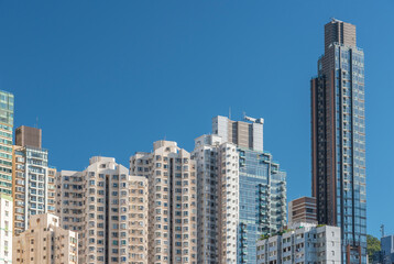Obraz na płótnie Canvas Exterior of high rise residential building in Hong Kong city