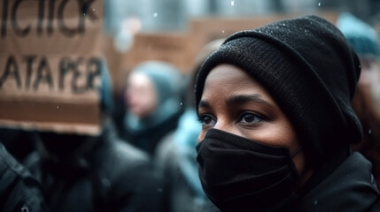 Black Lives Matter protests, equal rights demo, illustration, graphic, by generative AI