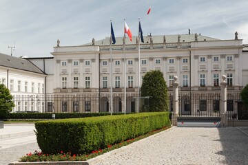 Closeup view of the Presidential Palace in Warsaw