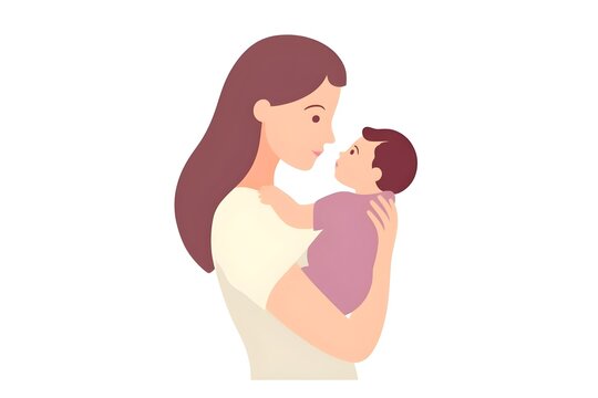 Wallpaper Illustration and background, icon of a mother and her child. Side View. Concept of mother’s day, love. Generative AI.