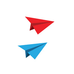 red and blue paper plane isolated on white background
