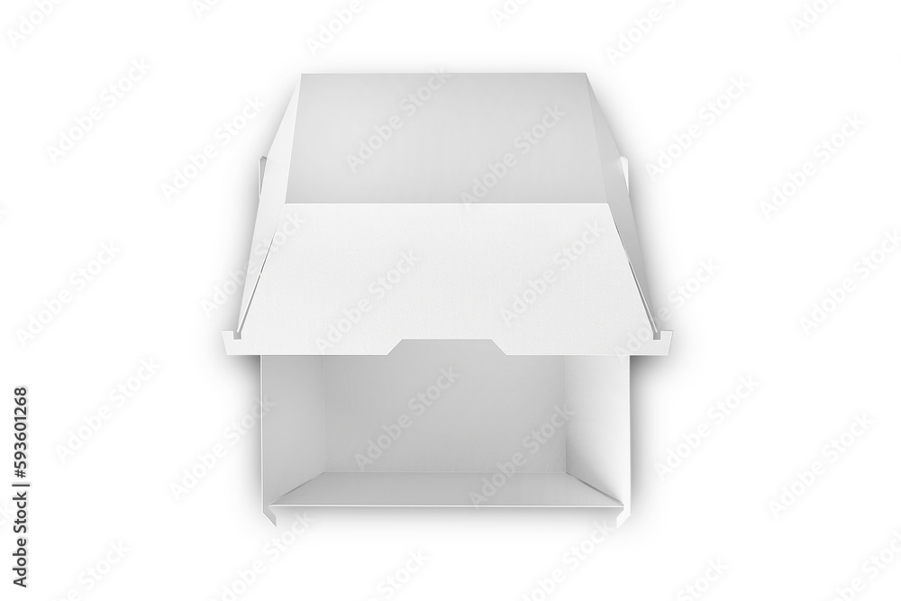 Poster blank white open burger carton box mock up, isolated. empty pasteboard container mockup. clear eco-f