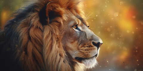 Naklejka premium Vibrant Watercolor Portrait of a Majestic Lion