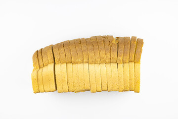 Close up of sliced bread isolated on white background.