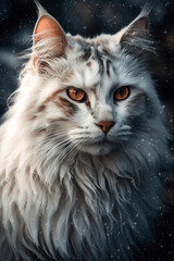 Graceful and Majestic: A White Cat in Rich Detail, Capturing the Essence of its Feline Elegance and Charm