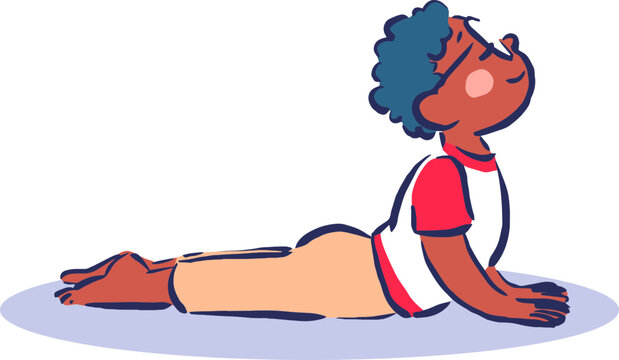 Yoga enfant gar&ccedil;on m&eacute;tisse posture du cobra