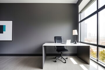 Modern gray office, generative ai