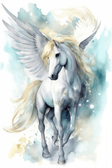 Fototapeta na wymiar Majestic and Colorful Pegasus Takes Flight