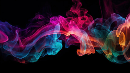 Fototapeta premium Abstract colorful smoke. Neon cyberpunk background. Futuristic radiance. Generative AI.