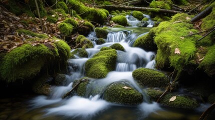 Fototapeta premium A cascading stream. Generative AI