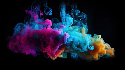Fototapeta premium Abstract colorful smoke. Neon cyberpunk background. Futuristic radiance. Generative AI.