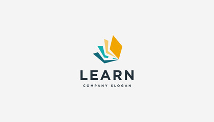 Book Logo Education Flat Vector Design template element.