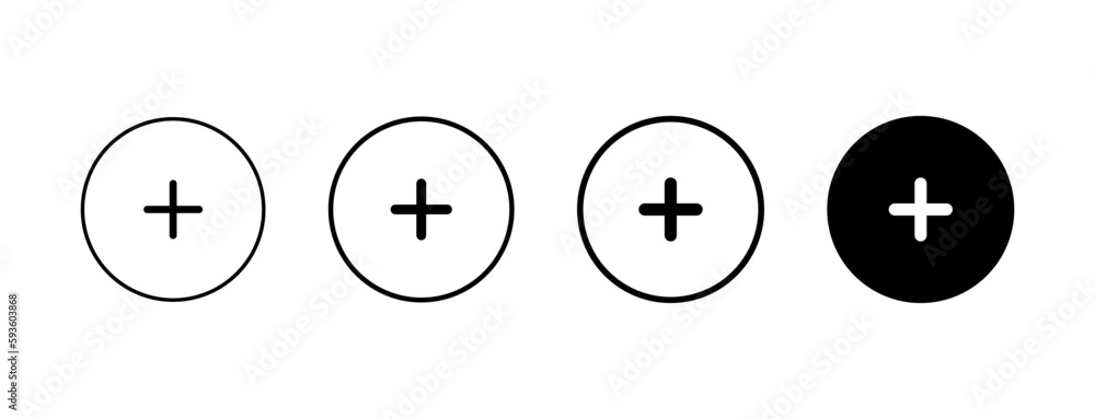 Aufkleber Add, new, plus icon symbol - create icons, more button in filled, thin line, outline and stroke style for apps and website