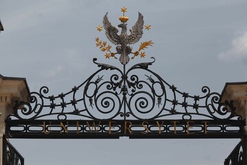 Closeup of the details, metallic ornaments of the Czetwertynski-Uruski Palace in Warsaw, Poland