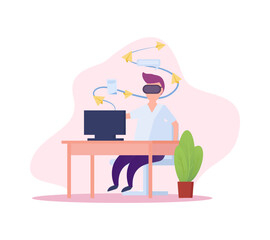 Virtual Reality Flat Illustration
