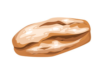 Concept Bakery bread bun loaf. This illustration depicts a loaf of bread from a bakery, designed in a flat and cartoonish style. Vector illustration.