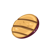 Concept Grill barbecue vegetable. The illustration depicts a piece of eggplant on a white background with a flat, vector design. Vector illustration.
